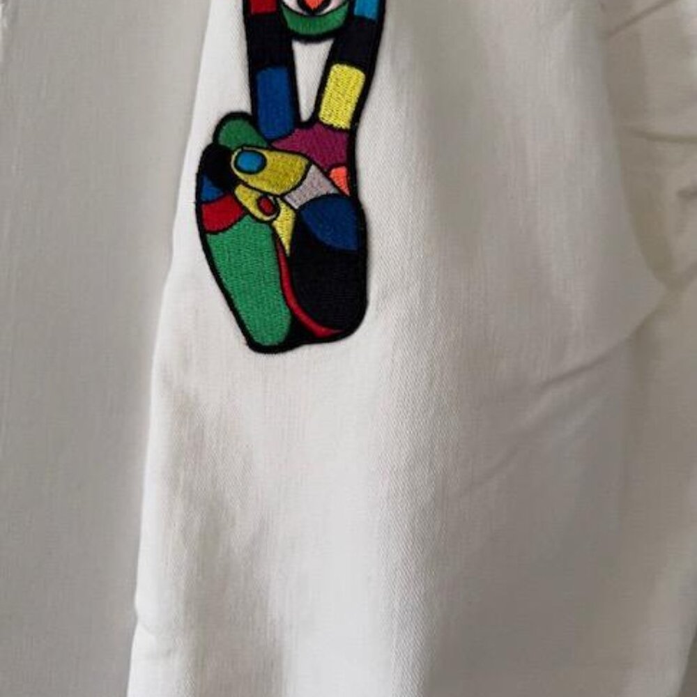 ASOS Skinny Jeans In White With Patches - Picture 5 of 14